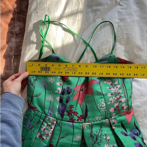 Eliza J Green Floral Spaghetti Strap Fit & Flare Dress - Picture 15 of 16